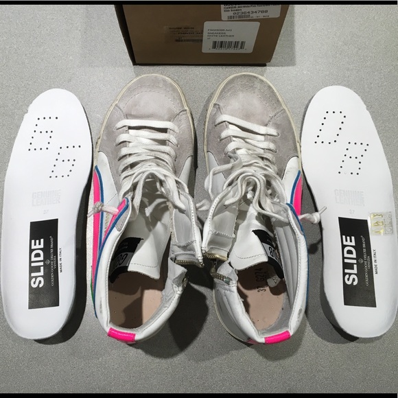 Golden Goose Slide Sneaker White Leather/Pink NIB - Picture 7 of 16